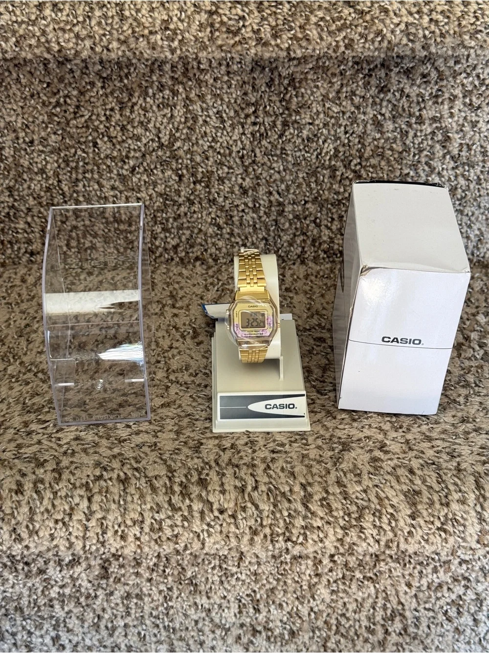 Casio Women's Gold Tone Digital Watch Mid-Size Floral Design trendy Watch